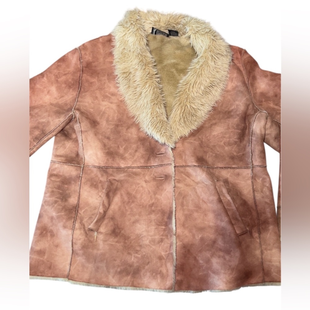 Outbrook Women Tan Faux Suede and Faux Fur lined jacket XL